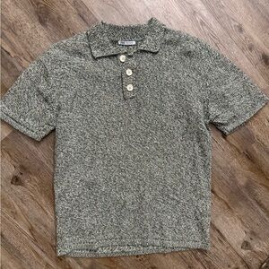 Men's Short-Sleeve Knit Polo in Olive Green